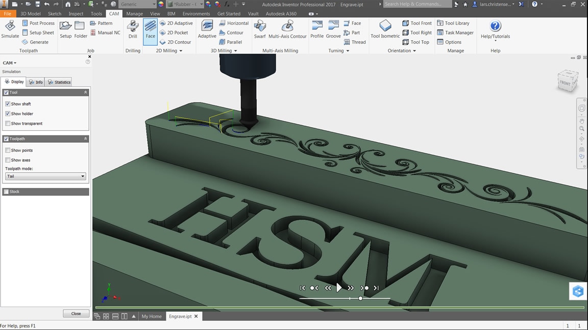 Inventor HSM text and shape engraving tool