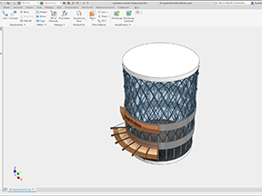 Anteprima della tettoia in un modello di edificio di grandi dimensioni in Autodesk Inventor