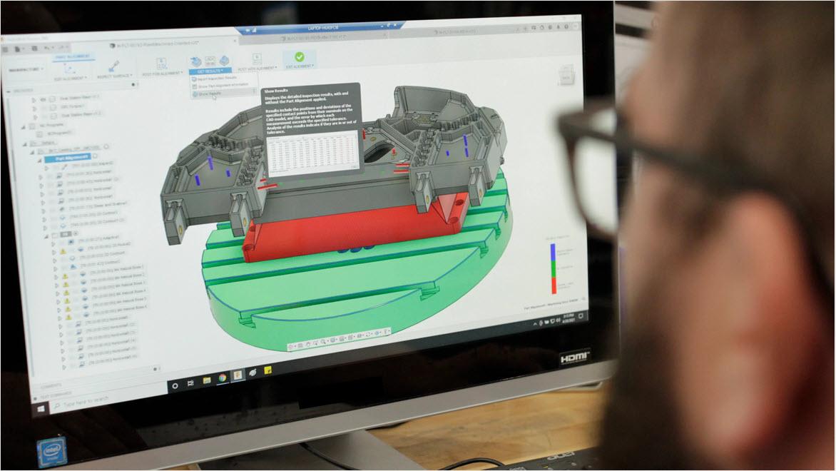 A table depicting the inspection results that were captured using the spindle-mounted probe on the CNC machine.