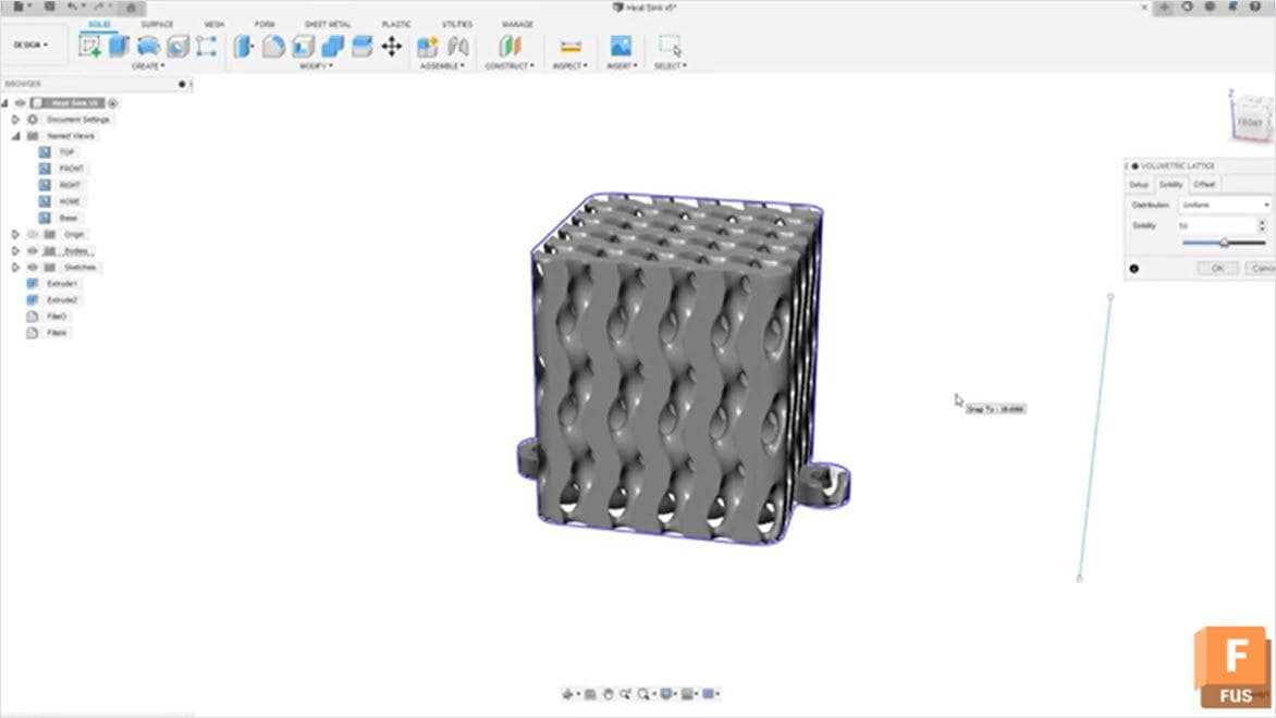 A solid part with lattices