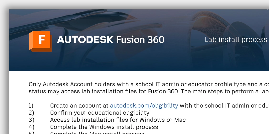 Fusion 360 lab install guide PDF