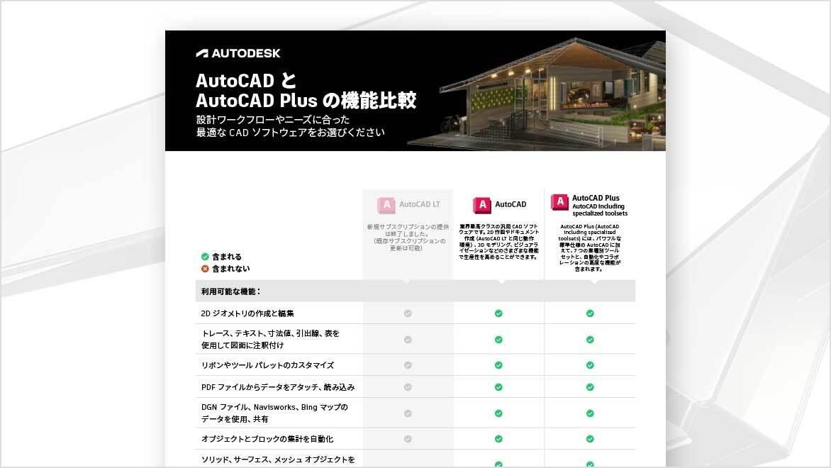 AutoCAD と AutoCAD Plus の機能比較