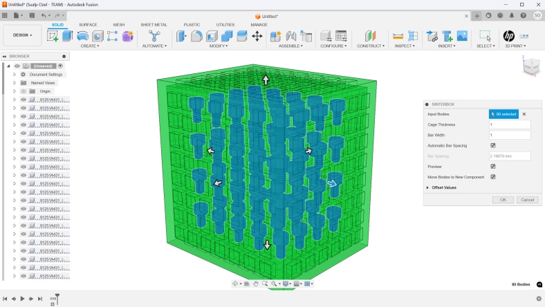 Autodesk Fusion sinter box 