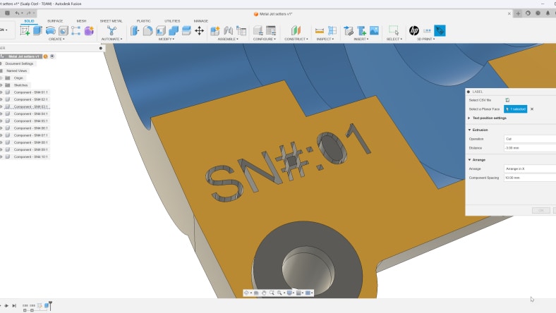 Autodesk Fusion labeling