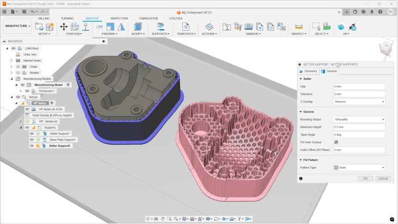 Autodesk Fusion metal jet supports