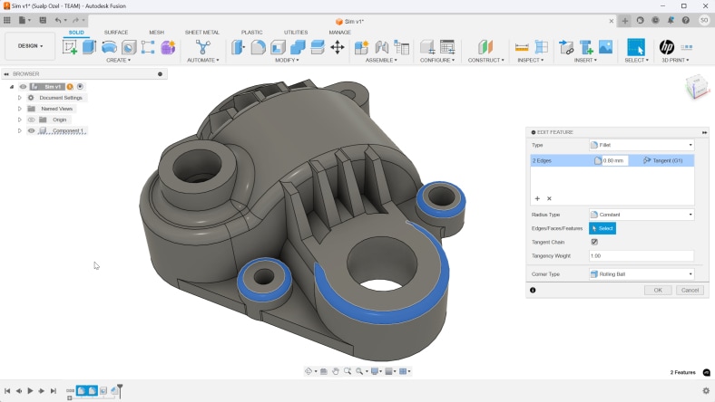 Autodesk Fusion parametric modeling