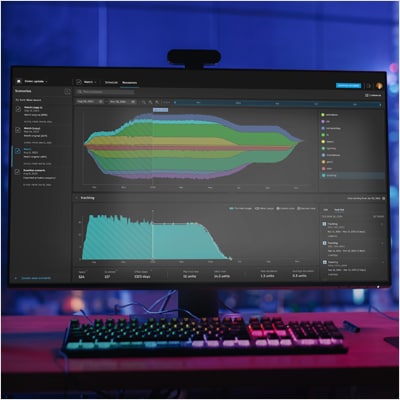 Computer monitor with production schedule on screen