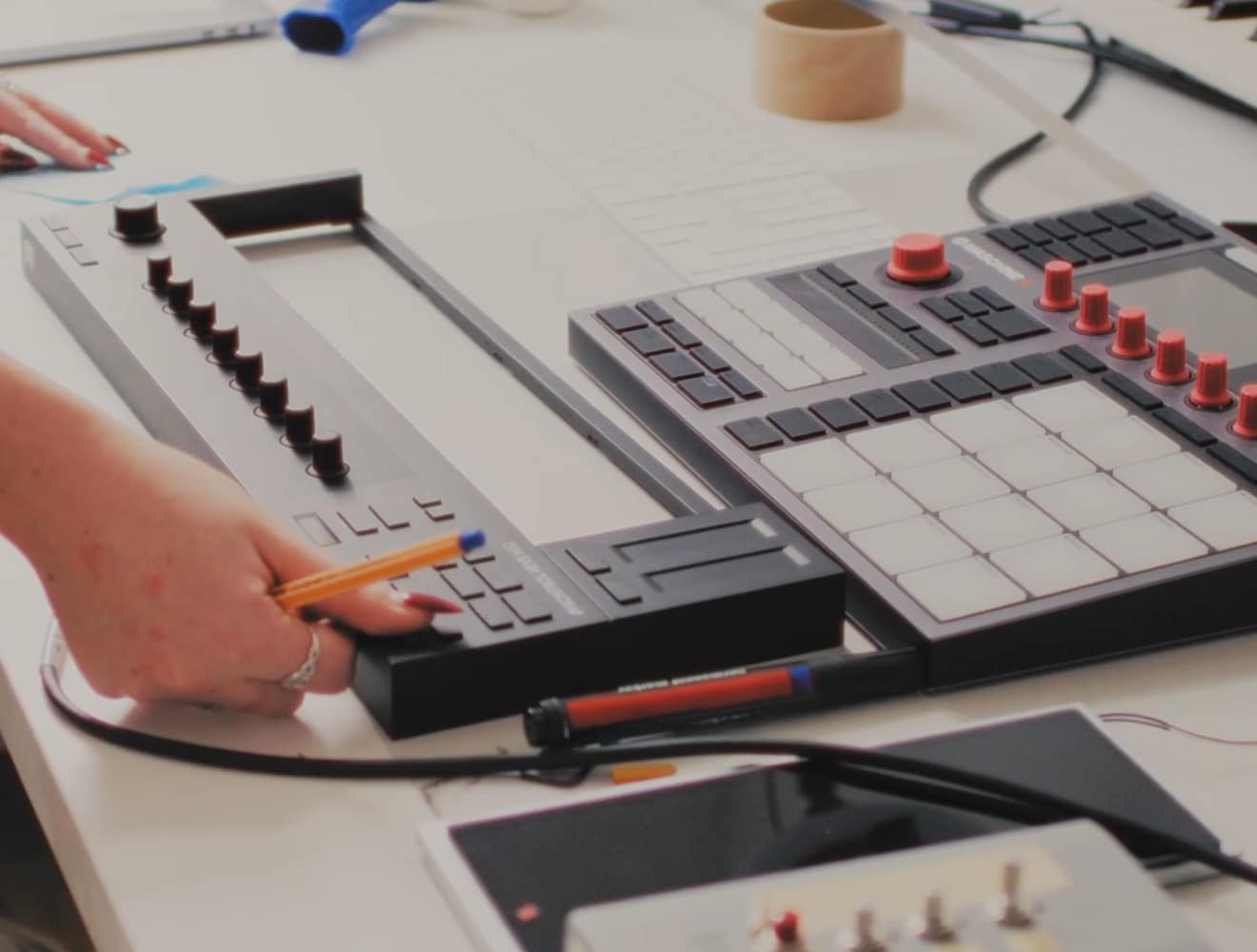 Engineer interacting with electrical components