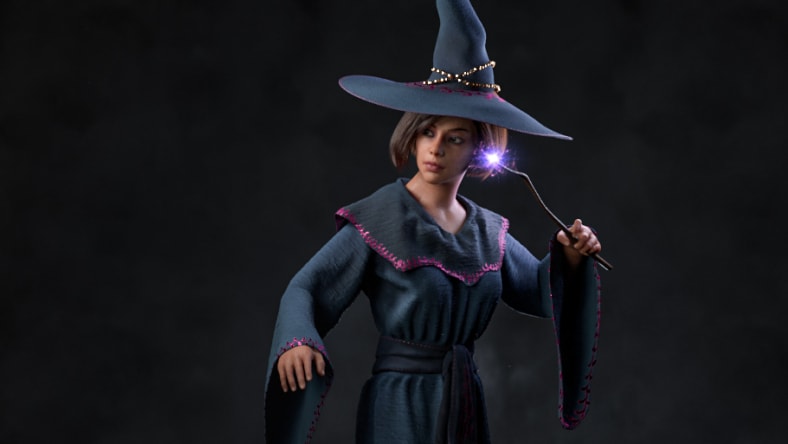 Wizard with a wand in her hand