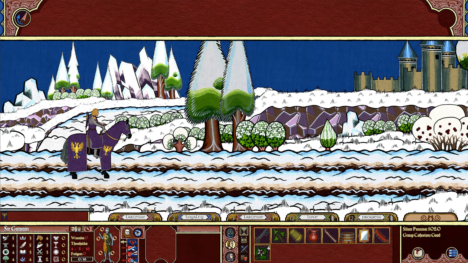 一位武士在雪地中骑着马