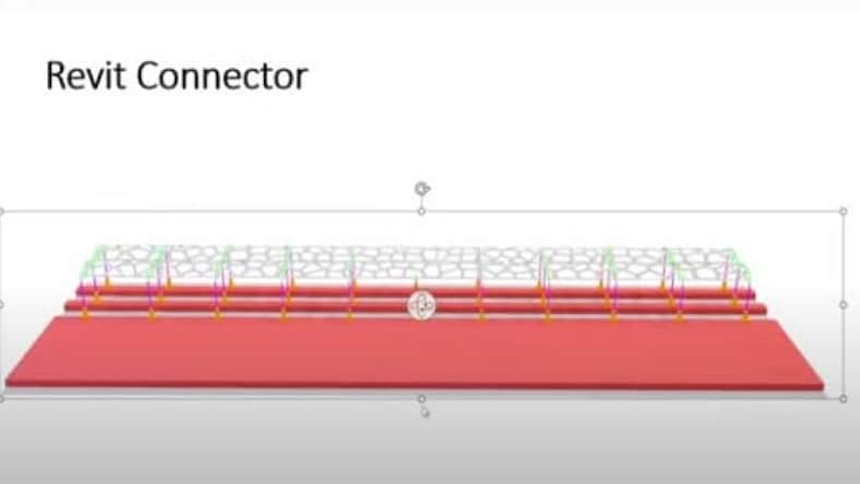 A computer-generated structural model shows orange rectangle slabs.