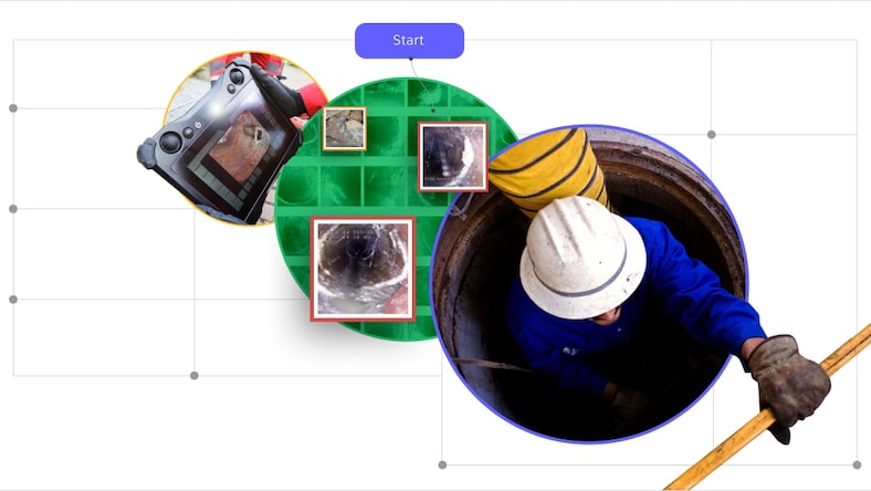 A composite illustration shows various aspects of the water system inspection cycle.