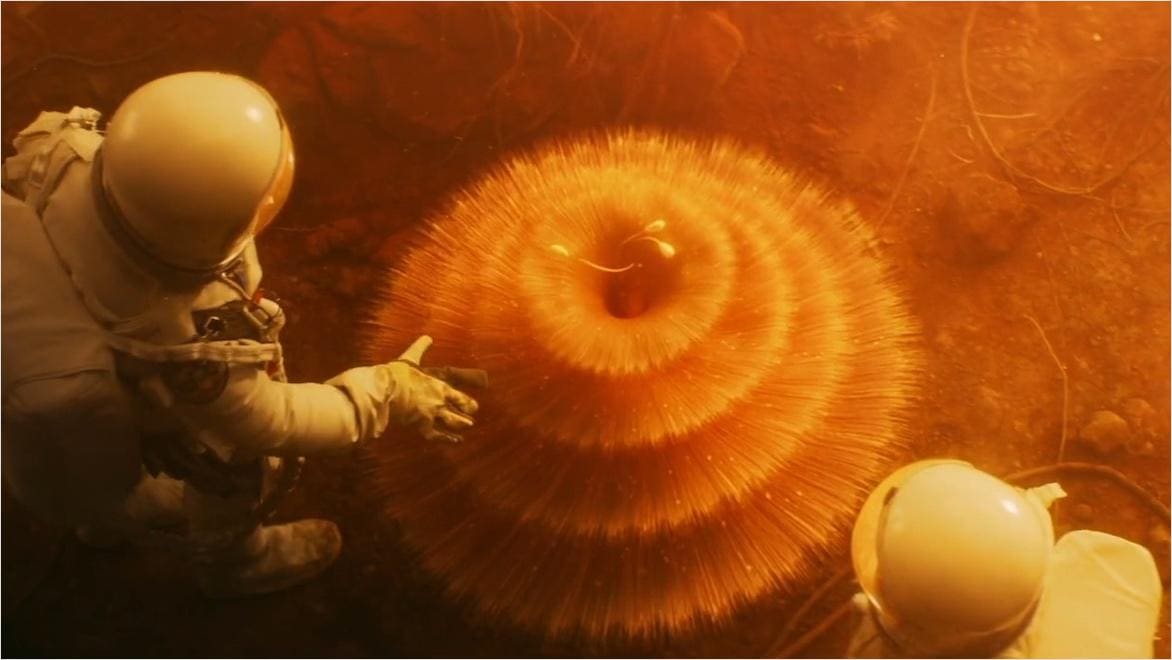 Compositing software digital compositing techniques still of children in EV suits touching CGI alien plant life from KIA commercial by Soham Rawal