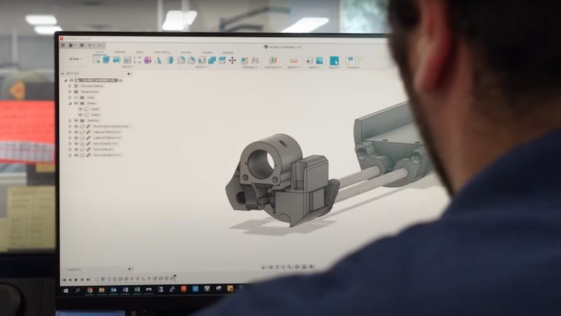 Custom manufacturing computer screen showing design for camera mount