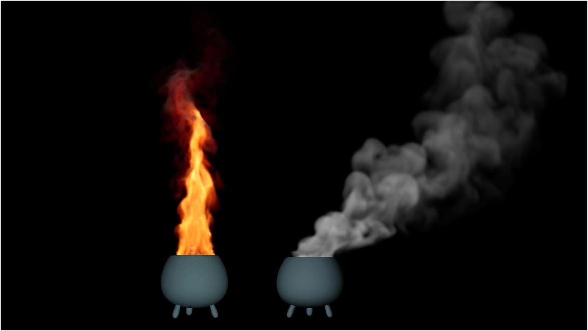 Smoking pot and flaming pot graphics to illustrate the software's abilities.