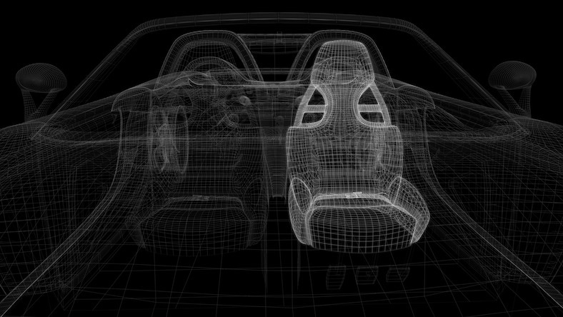 183811433 Wireframe rendering of car seat
