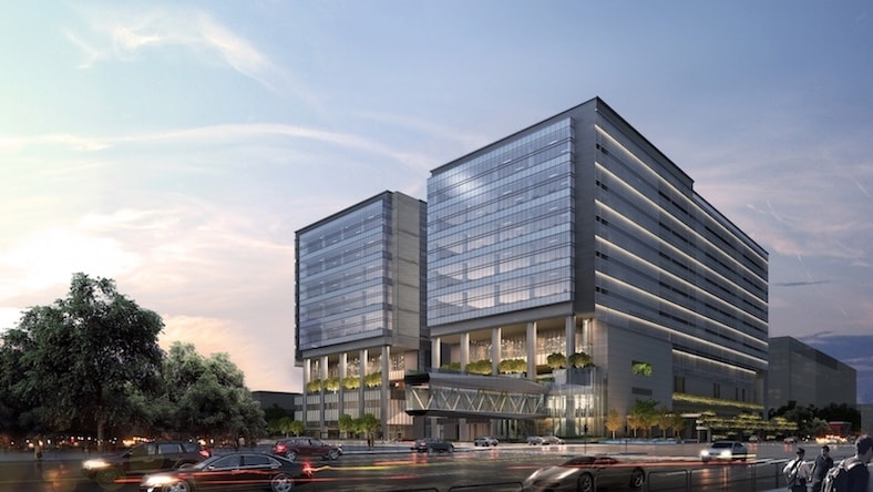 The Forge office complex in London under construction, design and engineering firm Bryden Wood.