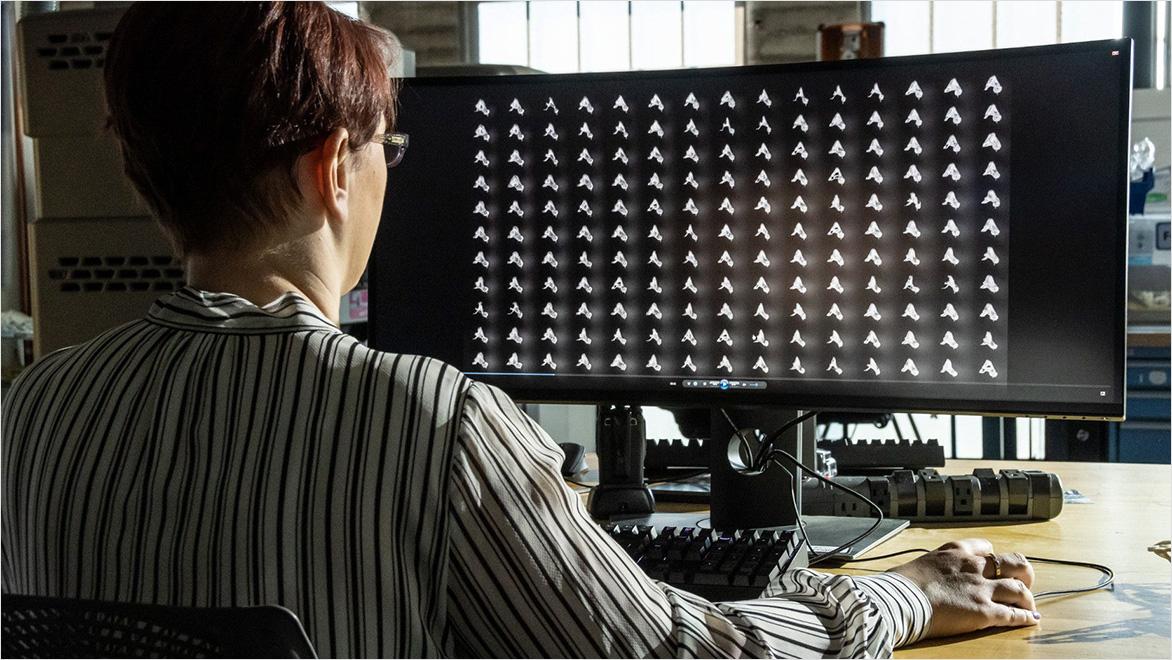 A designer explores iterations using generative design.