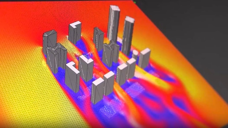 HVAC design software illustrates energy behavior in a building complex.