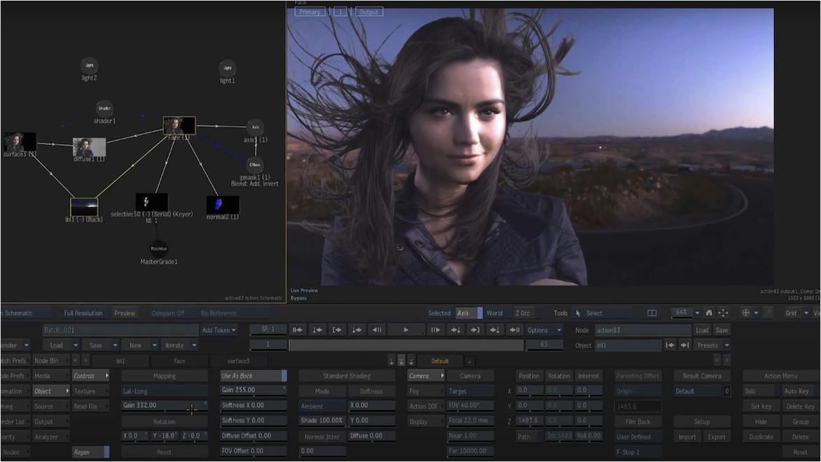 VFX compositing screenshot of Flame software interface