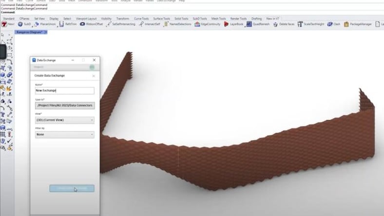 A computer-generated image on a software screen shows a brown textured panel.