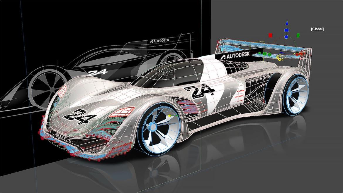 Racecar concept sketch in Autodesk Alias.
