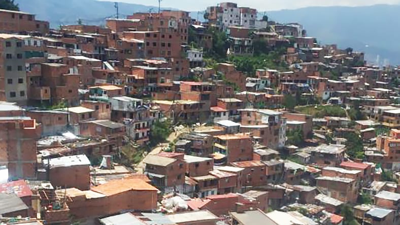 A panoramic photo of the Medellin, Colombia skyline.