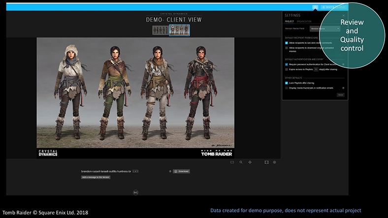 Four versions of a video game character's clothing are shown onscreen.