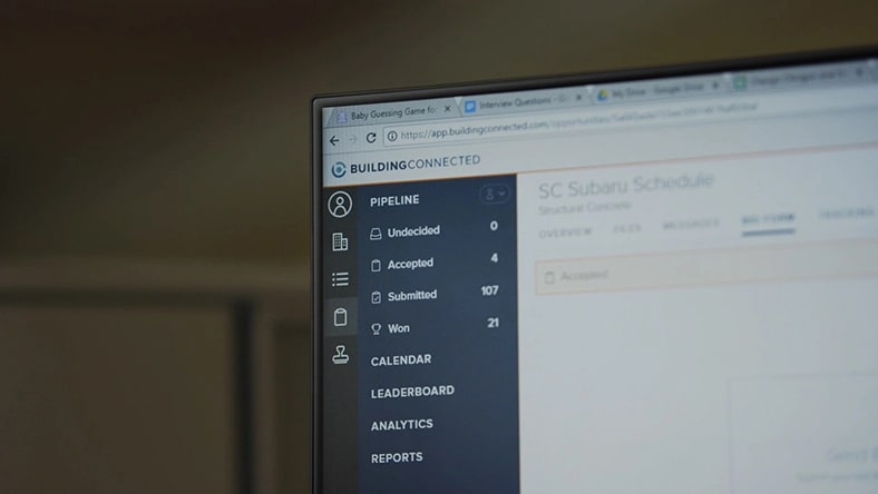 Construction bidding software fills the screen