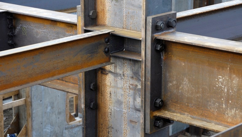 H-beams support a building’s structural elements.