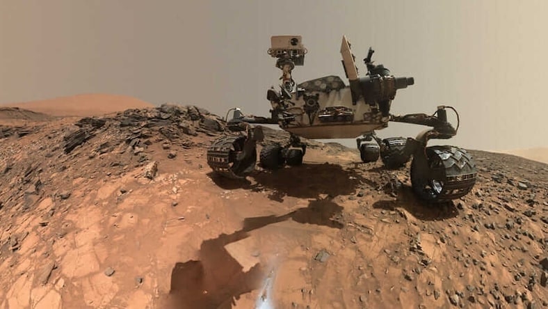 Curiosity rover on the surface of Mars.