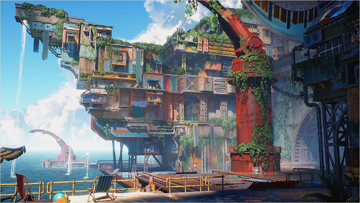 An otherworldy marine game scene takes shape on a computer screen.