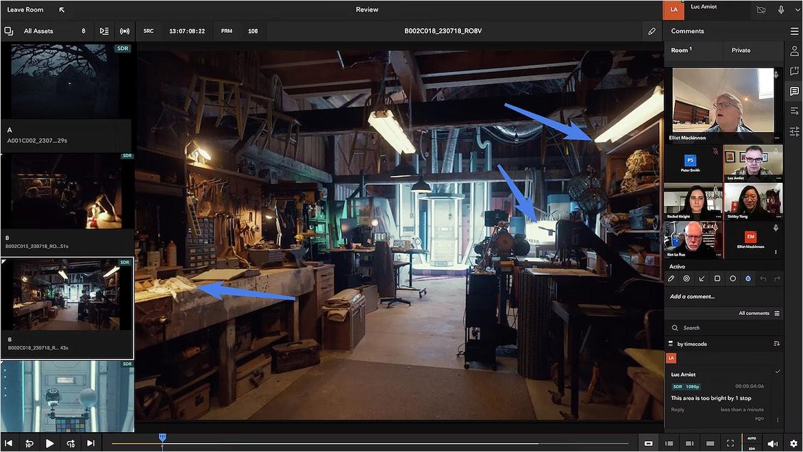 Cloud-based production management software remote collaboration screenshot of review room