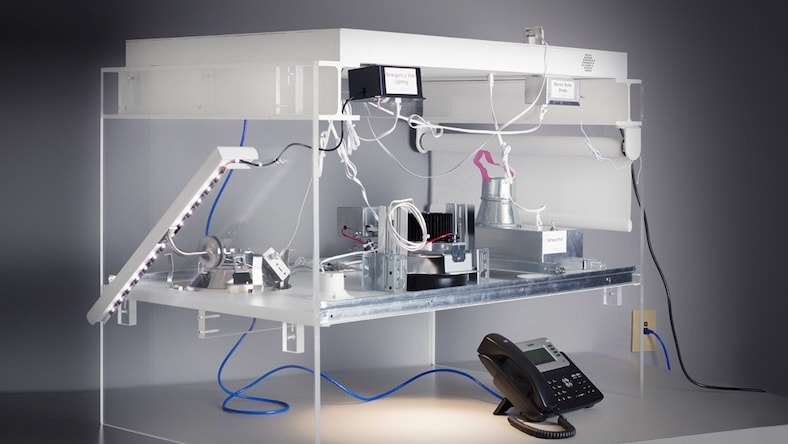 A prototype smart building structural panel integrates electrical, IT, security, audio-visual, HVAC, and other systems.