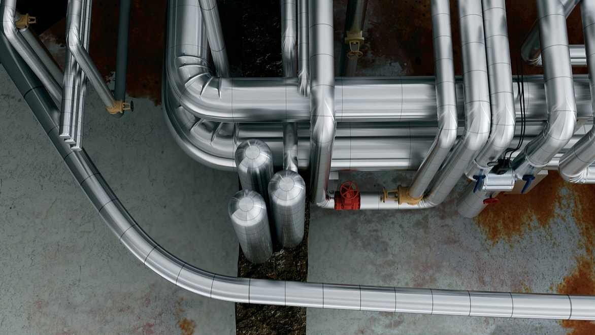 Pipes in a plant, which can be designed with a Piping and Instrumentation Diagram