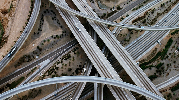 Autodesk and Esri: Aerial view of Road network