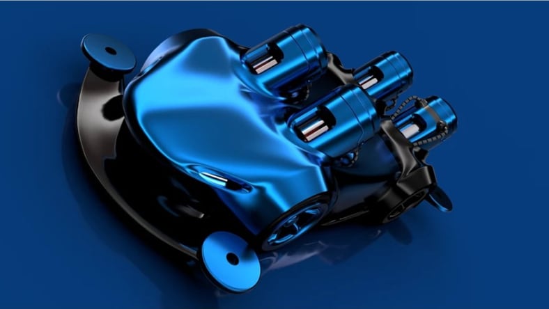 Image showing a futuristic metallic blue car on a blue background
