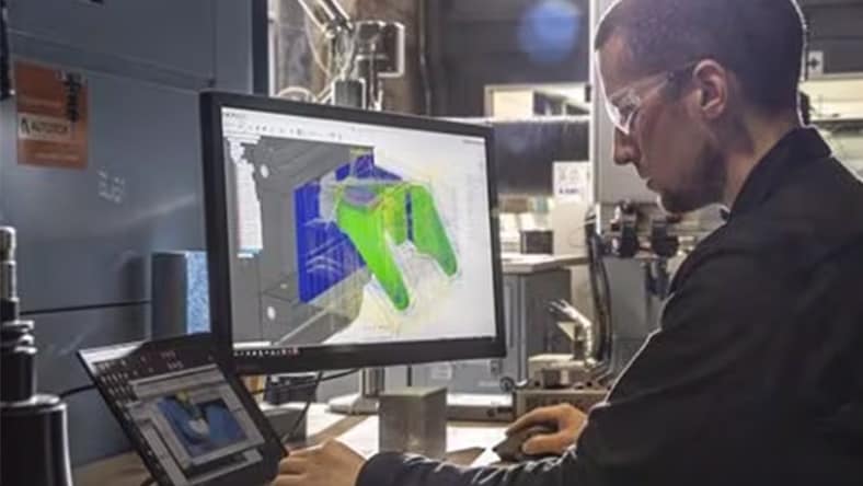 Engineer looking at screen