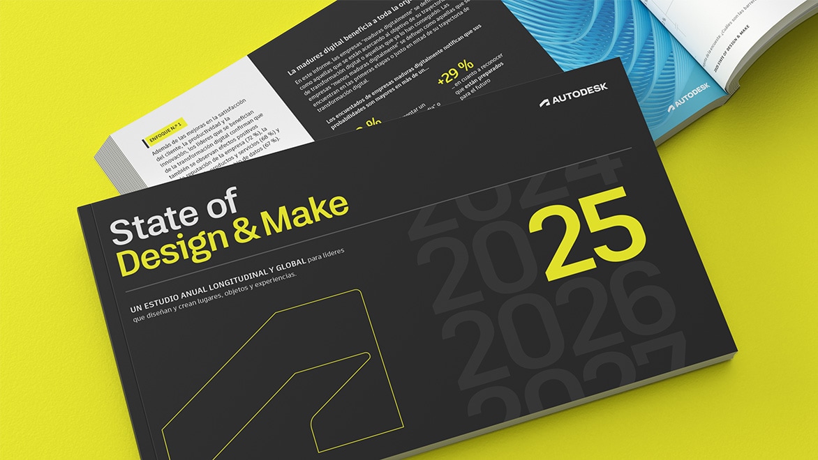 Ilustración de trabajadores en varias oficinas mientras diseñan en sus escritorios, usan gafas de realidad virtual y operan maquinaria