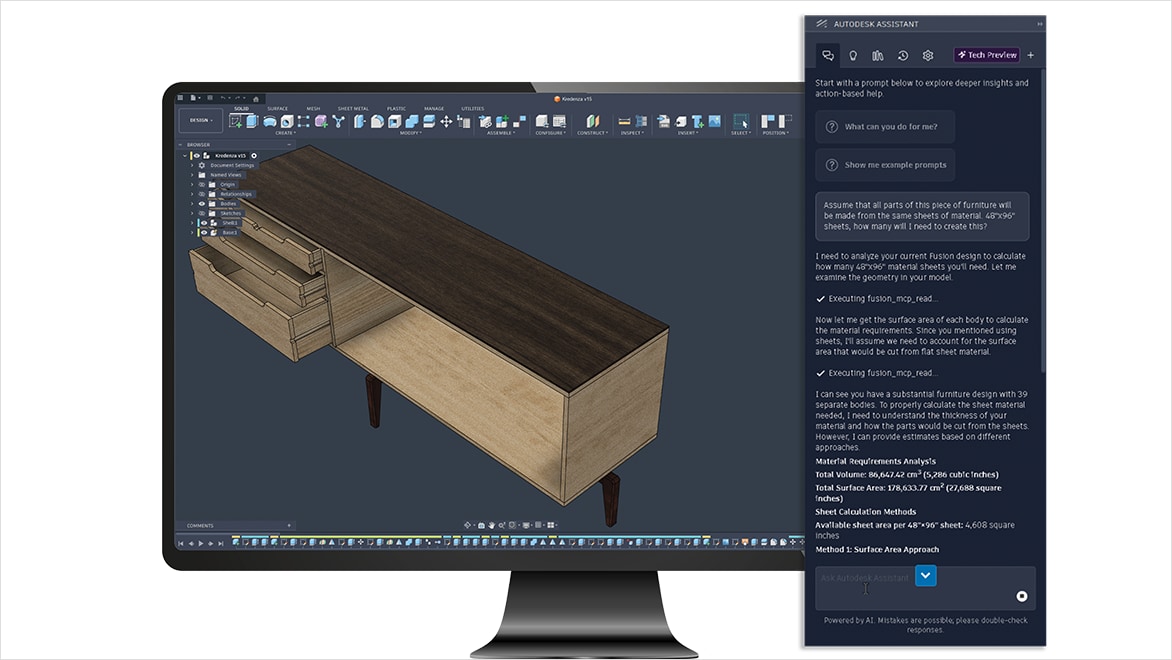 Autodesk Assistant for design and manufacturing