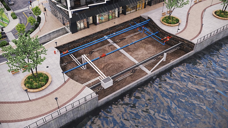 the water distribution underground view