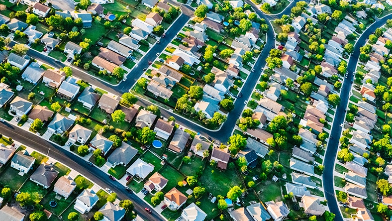 a city view from the above