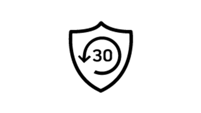 Ein Schild mit der Zahl 30 und einem Pfeil, der gegen den Uhrzeigersinn um die Zahl verläuft