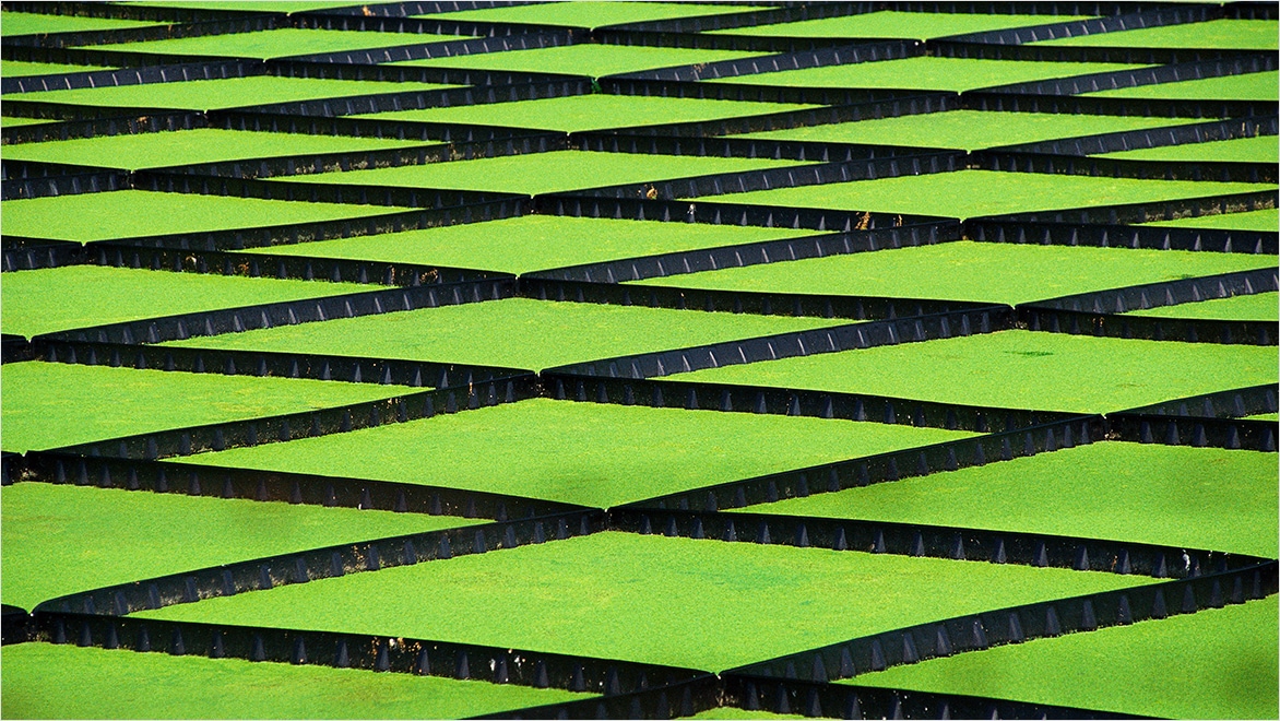 green diamond pattern of water treatment filtration tanks