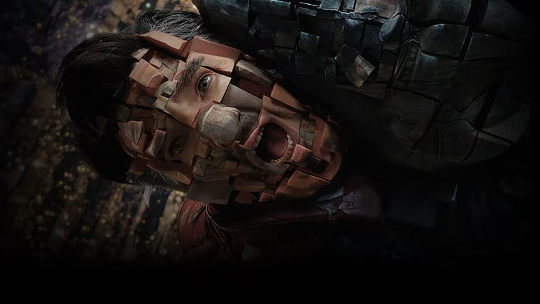 Man with exploding head in puzzle pieces