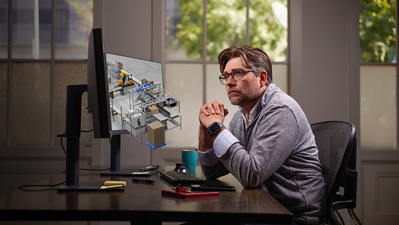 engineer working to design production system layout