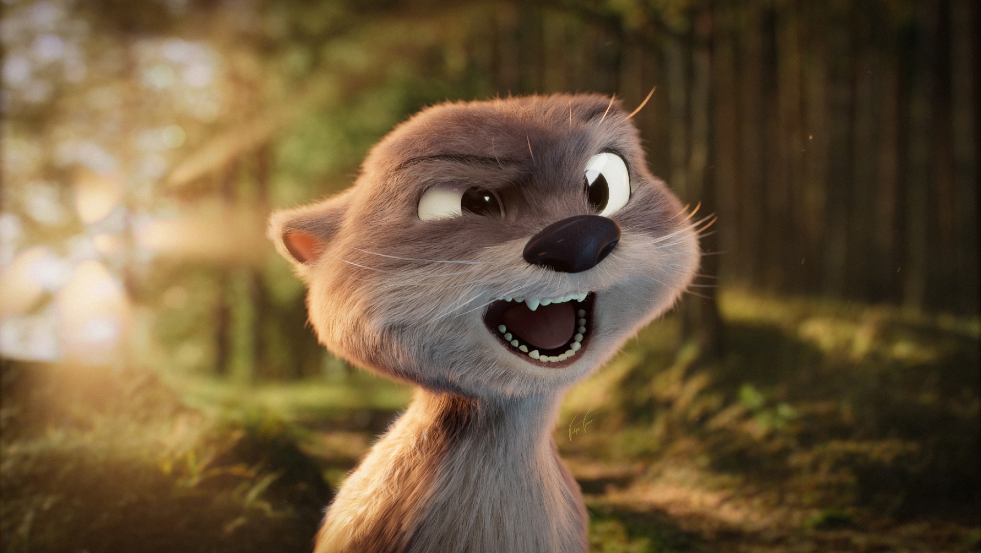 An Otter making faces