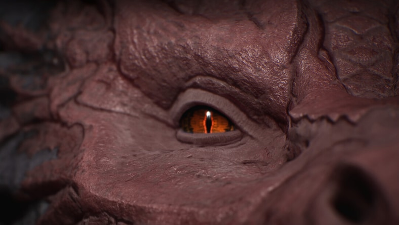 Up close shot of a dragon's face