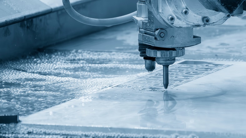 Water jet cutting for electronics