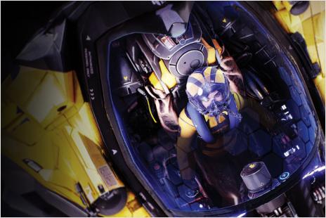 Woman with helmet in yellow vehicle